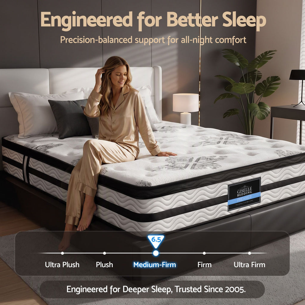 Giselle Bedding 34cm Mattress Euro Top Pocket Spring Double