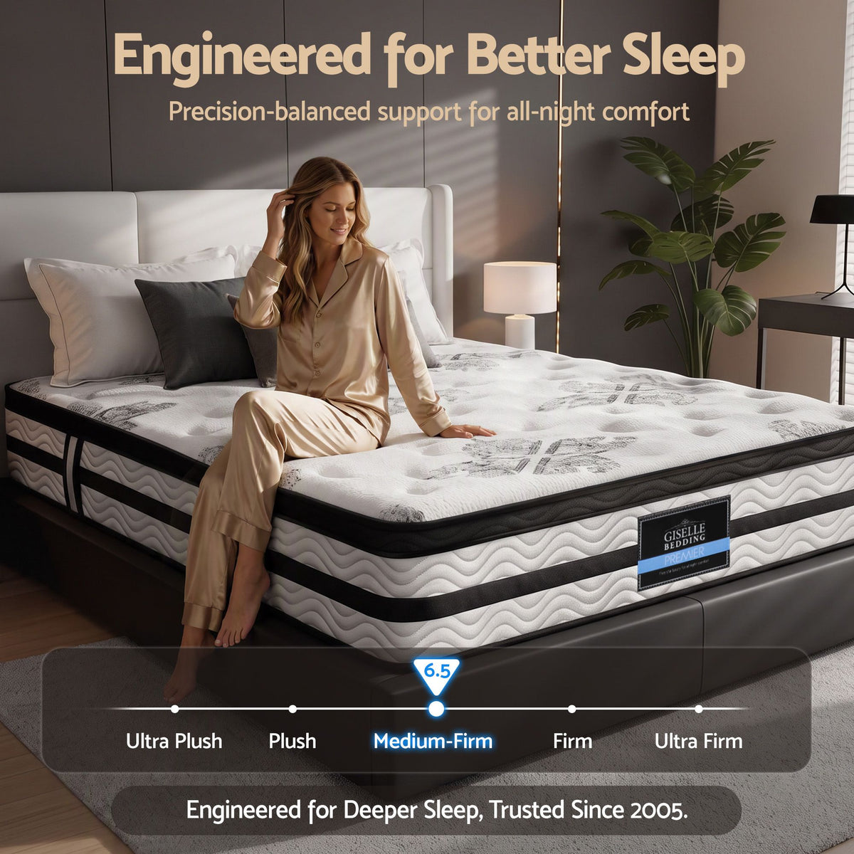 Giselle Bedding 34cm Mattress Euro Top Pocket Spring Double