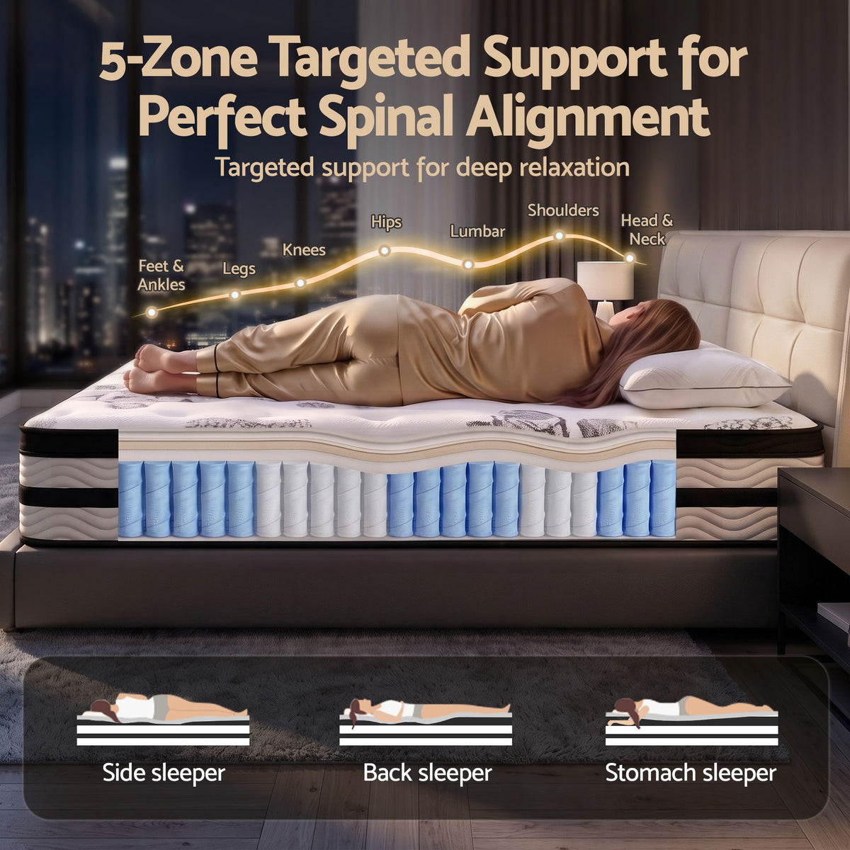 Giselle Bedding 34cm Mattress Euro Top Pocket Spring Double