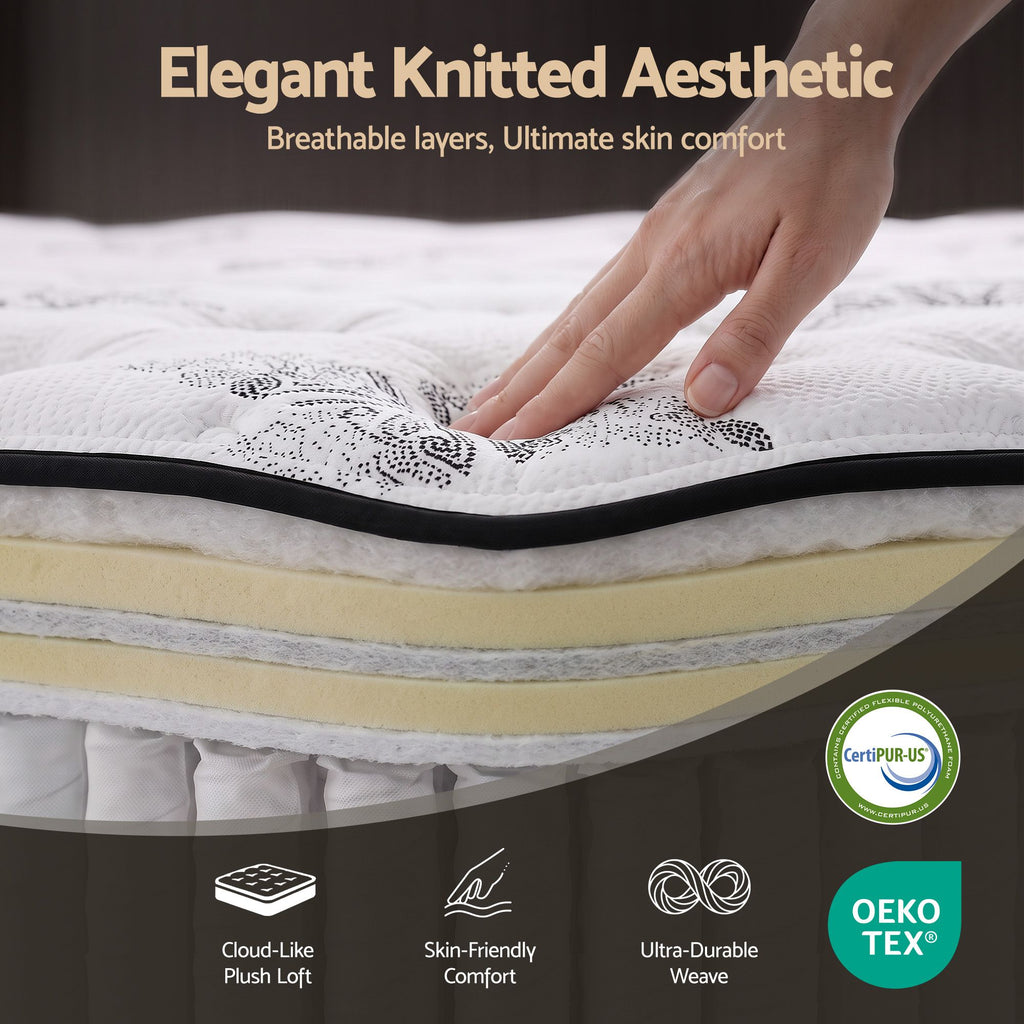 Giselle Bedding 34cm Mattress Euro Top Pocket Spring Double