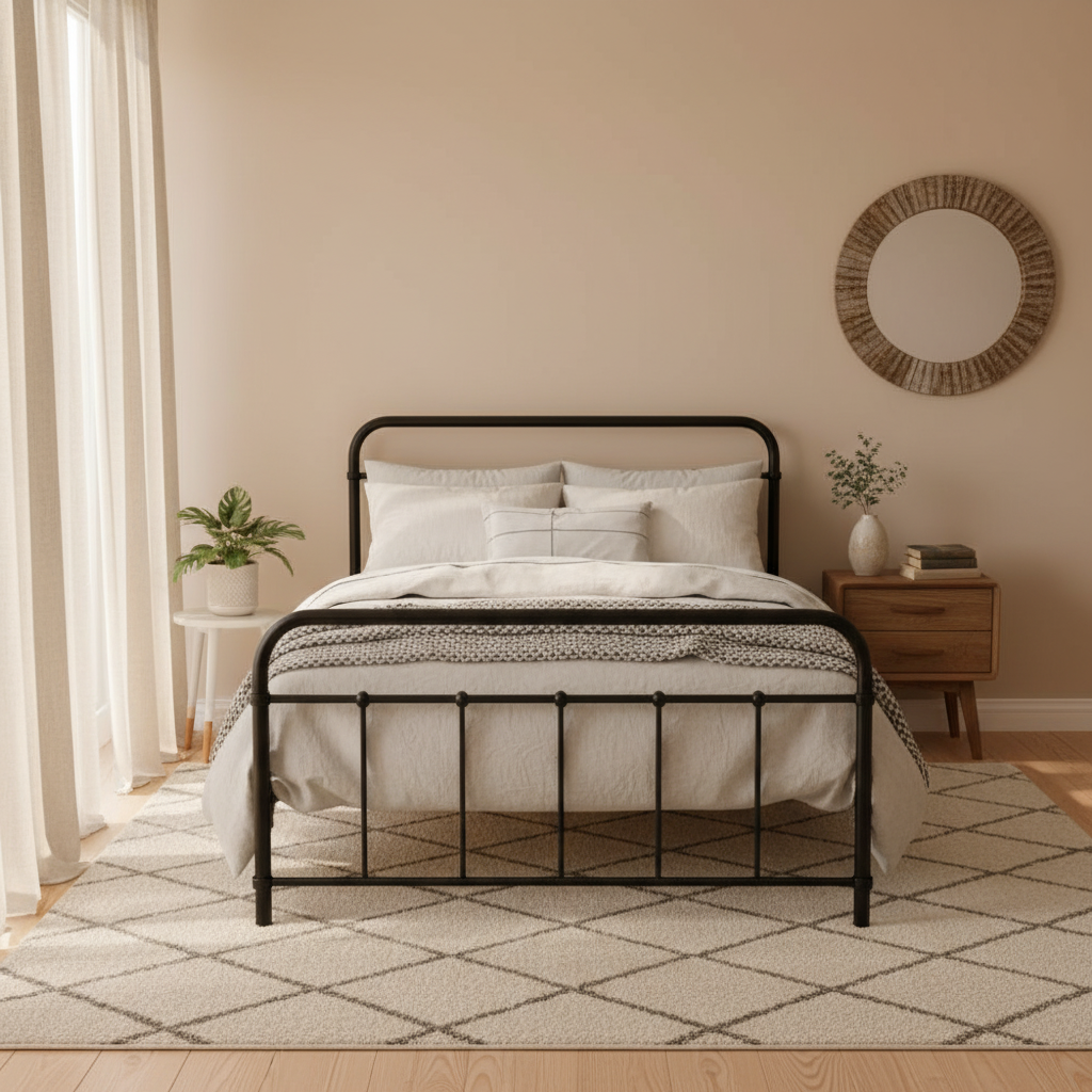 Artiss LEO Metal Bed Frame - Black - King Single