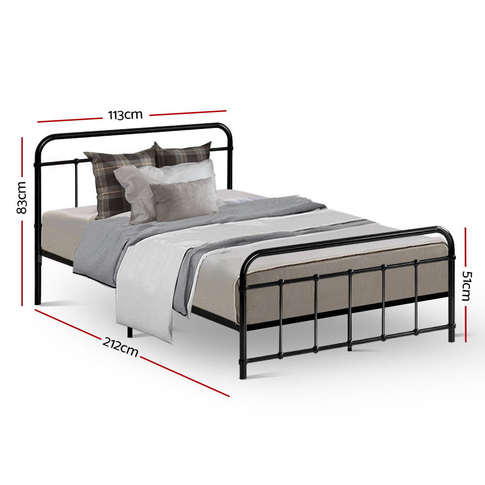 Artiss LEO Metal Bed Frame - Black
