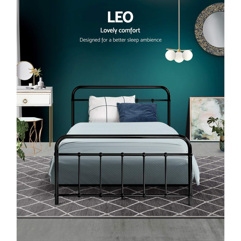 Artiss LEO Metal Bed Frame - Black