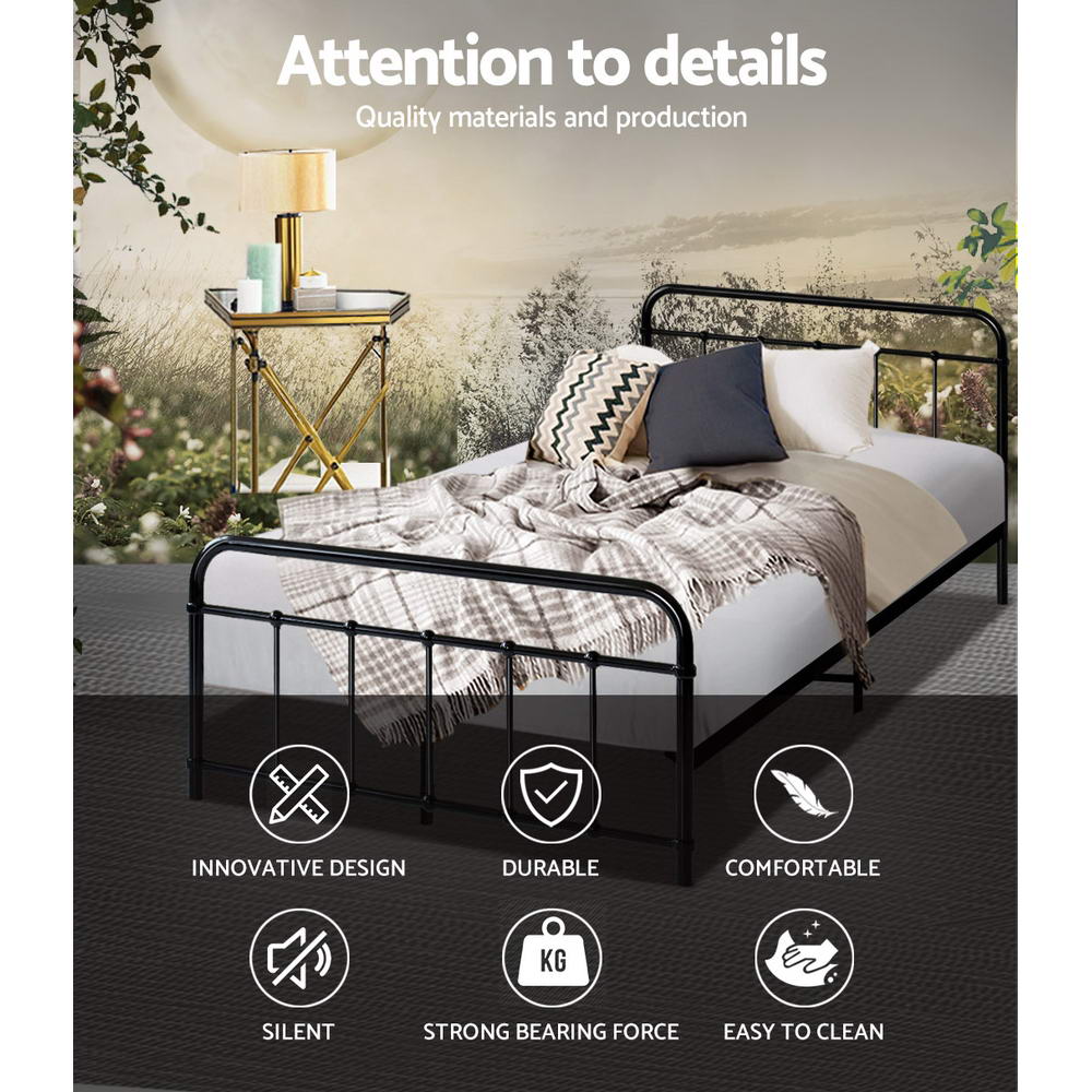 Artiss LEO Metal Bed Frame - Black