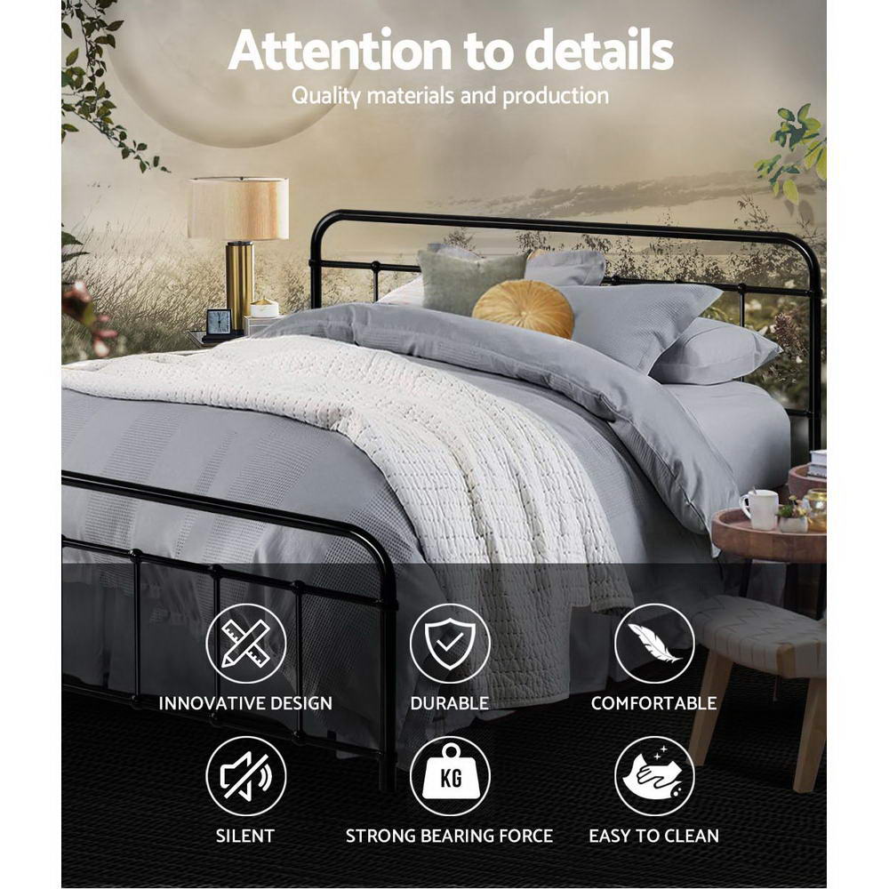 Artiss LEO Metal Bed Frame - Black
