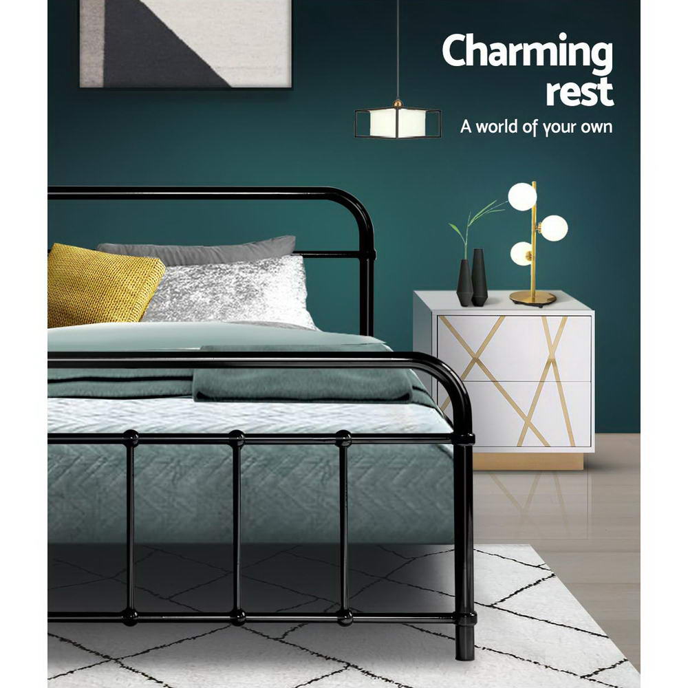 Artiss LEO Metal Bed Frame - Black