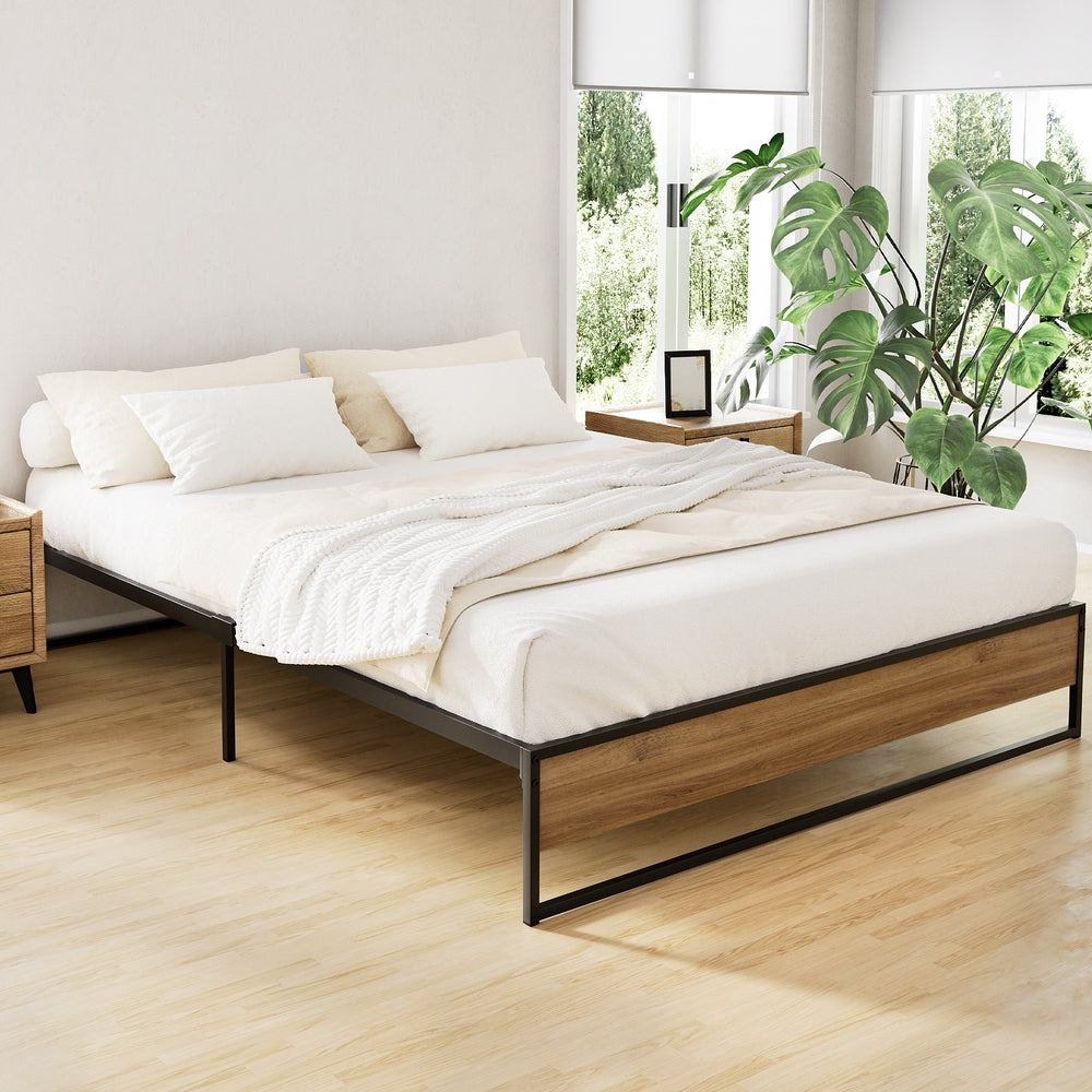 Artiss OSLO Metal Bed Frame - Black - Queen