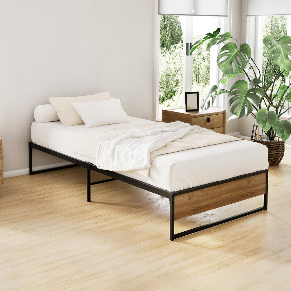 Artiss OSLO Metal Bed Frame - Black - Single
