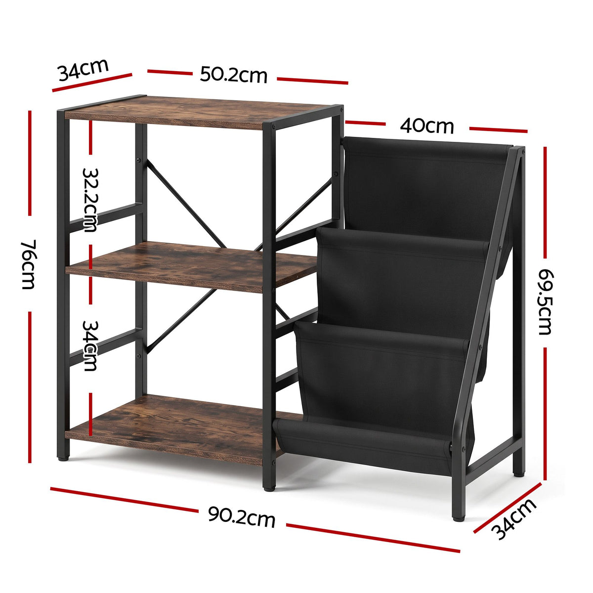 Record Player Stand with Vinyl Storage – 3 Tiers