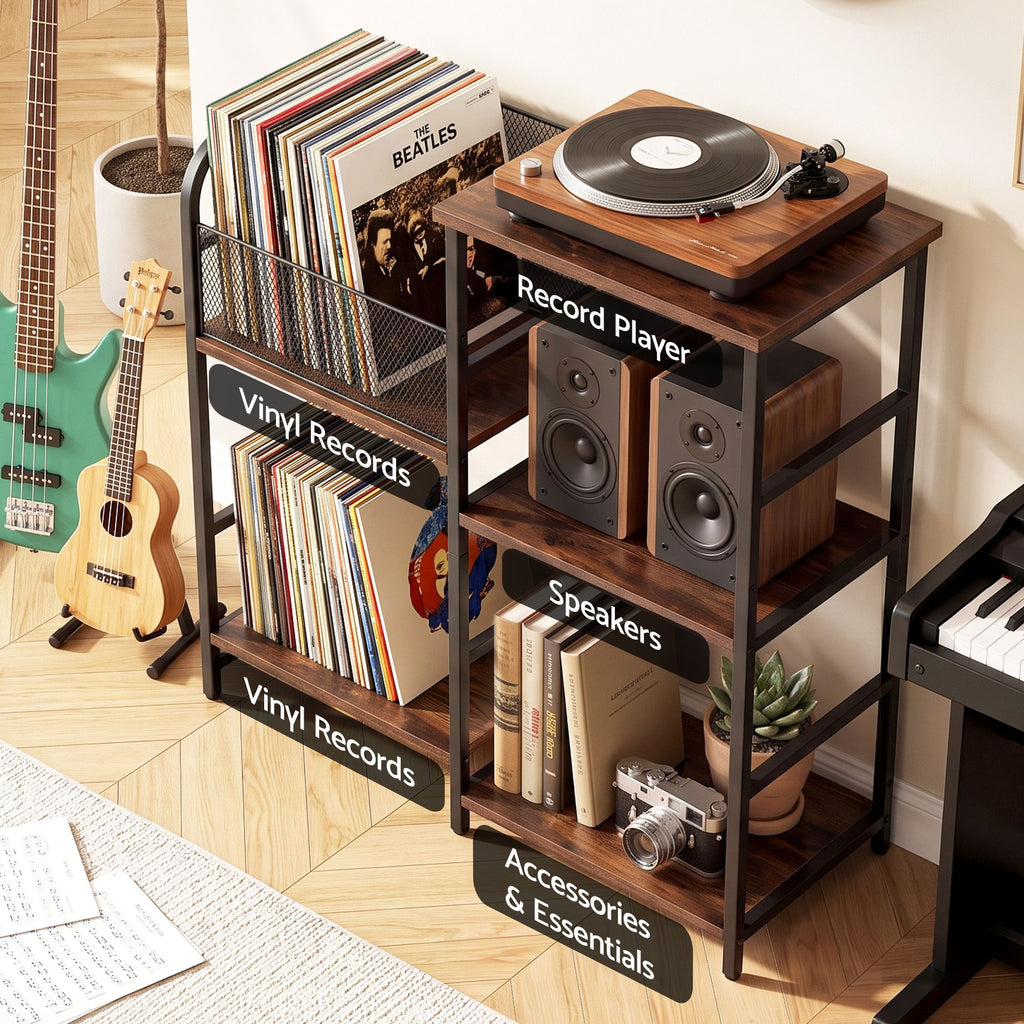 Record Player Stand with Vinyl Storage
