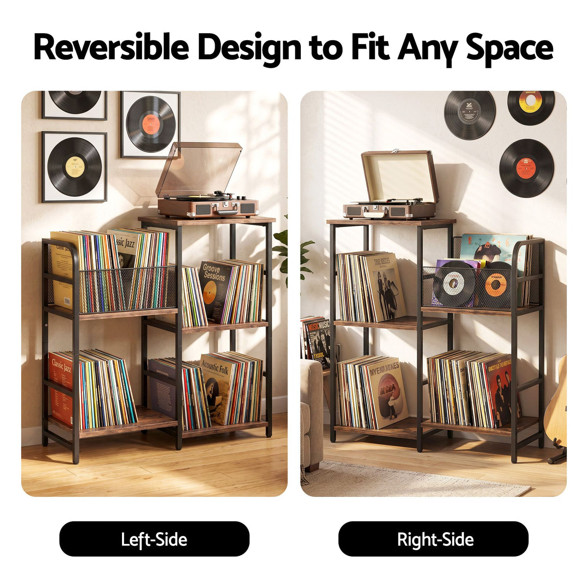 Record Player Stand with Vinyl Storage