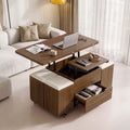 Lift-Top Coffee Table with 4 Chairs – 3-in-1, Walnut