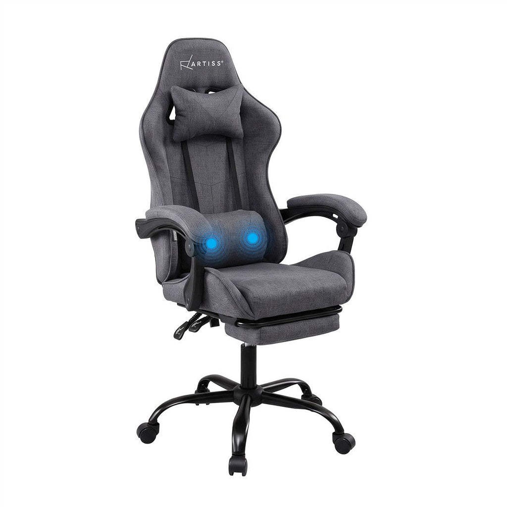Gaming Chair with Massage – Dark Grey Fabric