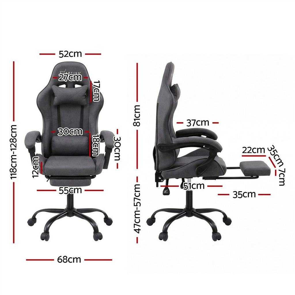 Gaming Chair with Massage – Dark Grey Fabric