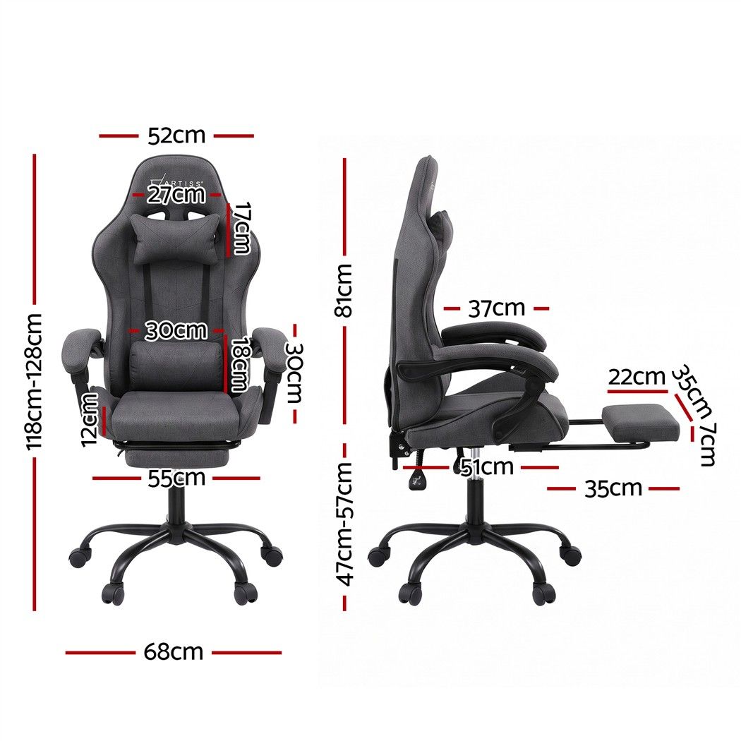 Gaming Chair with Massage – Dark Grey Fabric