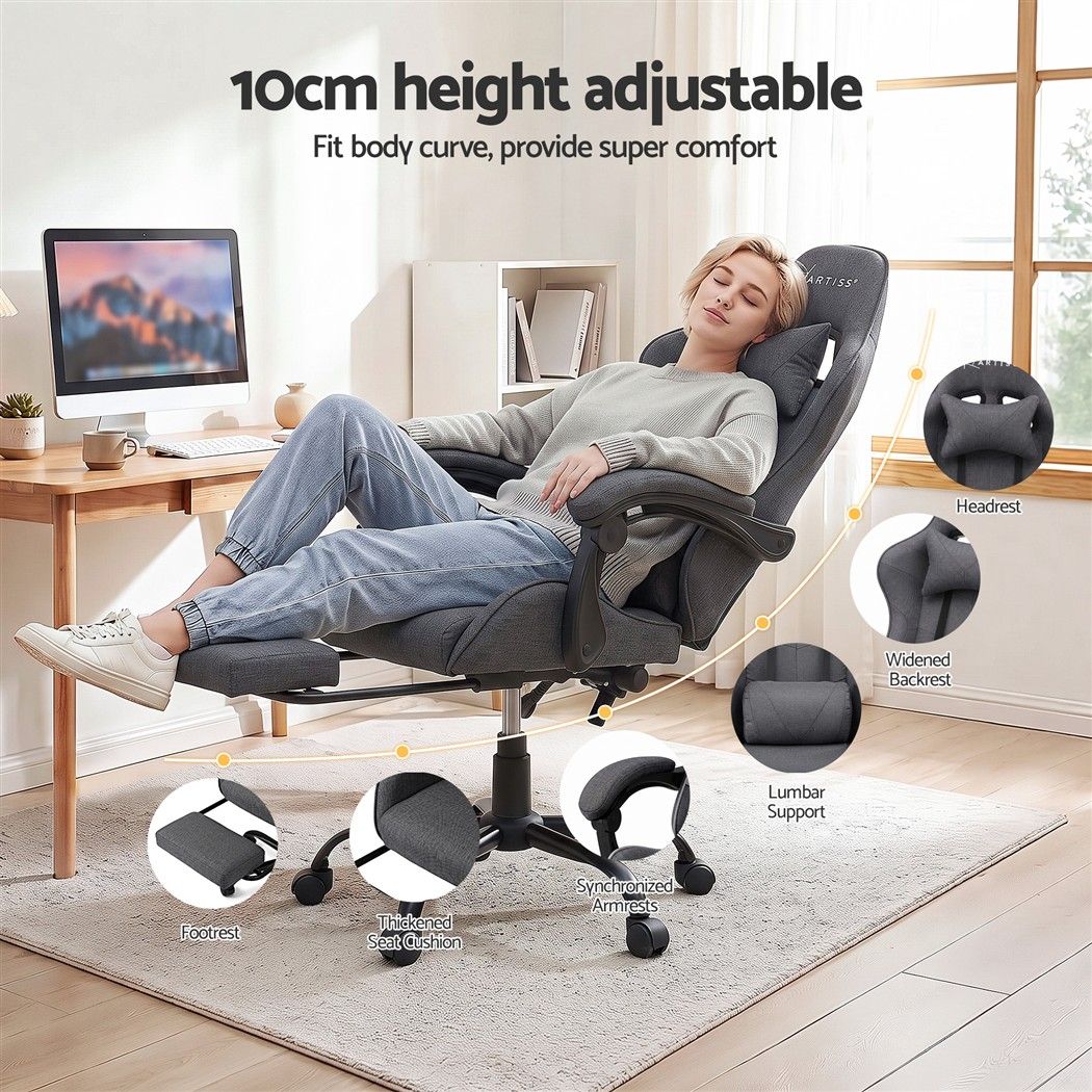 Gaming Chair with Massage – Dark Grey Fabric