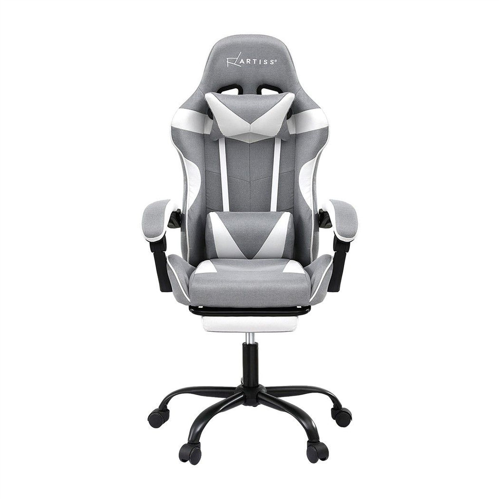 Gaming Chair with Massage – Light Grey Fabric