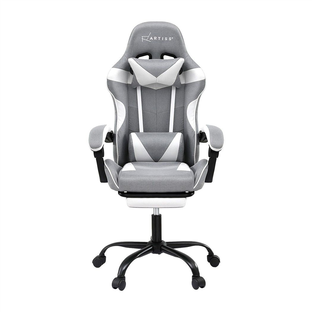 Gaming Chair with Massage – Light Grey Fabric