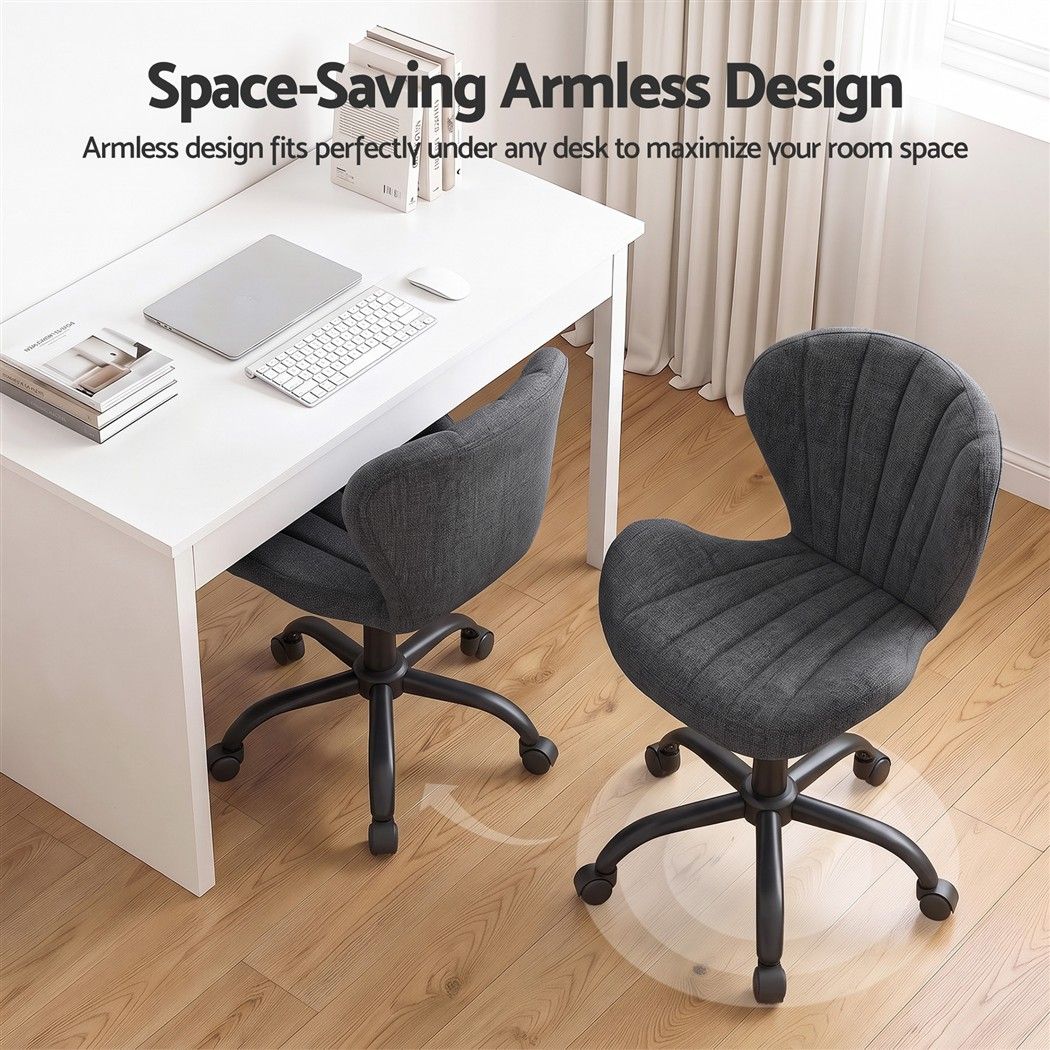 Armless Office Chair – Adjustable, Dark Grey Fabric