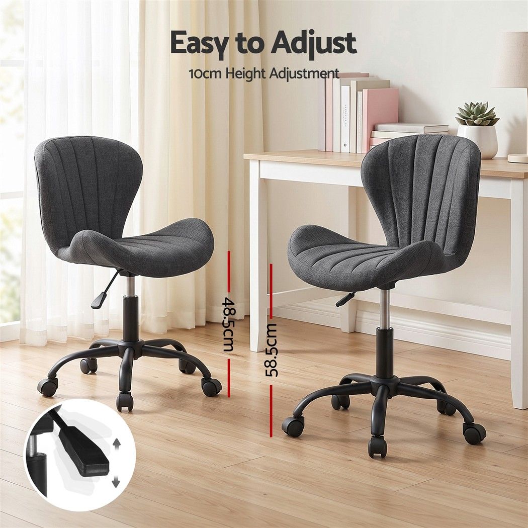 Armless Office Chair – Adjustable, Dark Grey Fabric