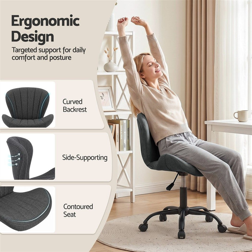 Armless Office Chair – Adjustable, Dark Grey Fabric