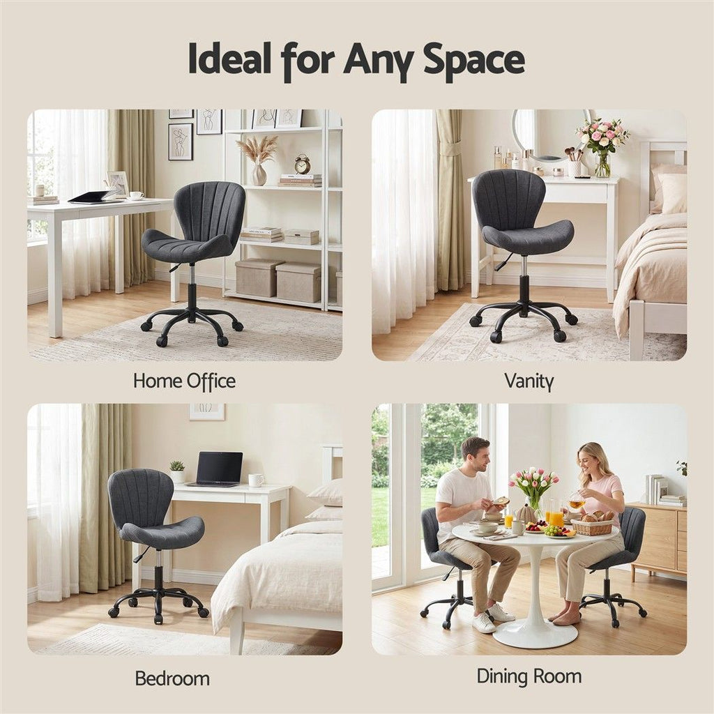 Armless Office Chair – Adjustable, Dark Grey Fabric