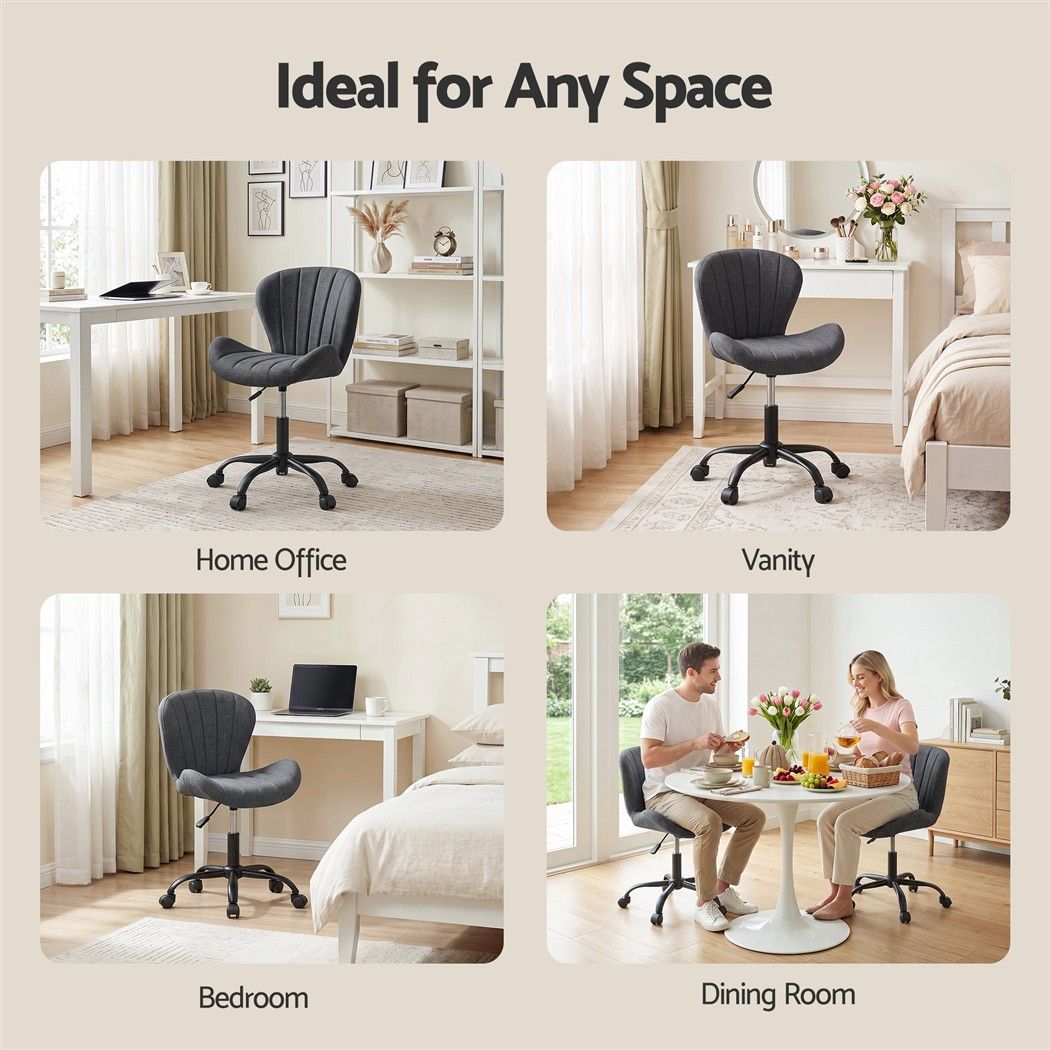 Armless Office Chair – Adjustable, Dark Grey Fabric