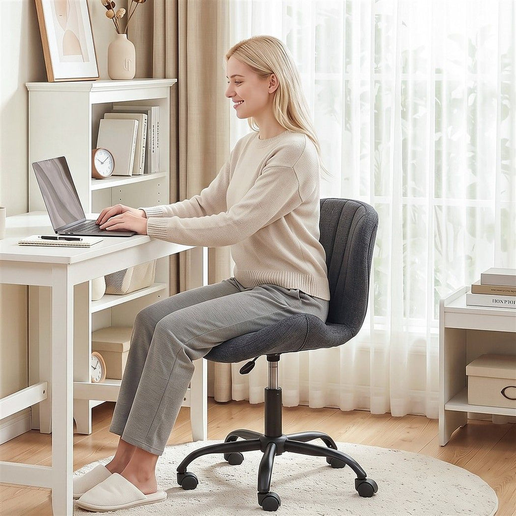 Armless Office Chair – Adjustable, Dark Grey Fabric