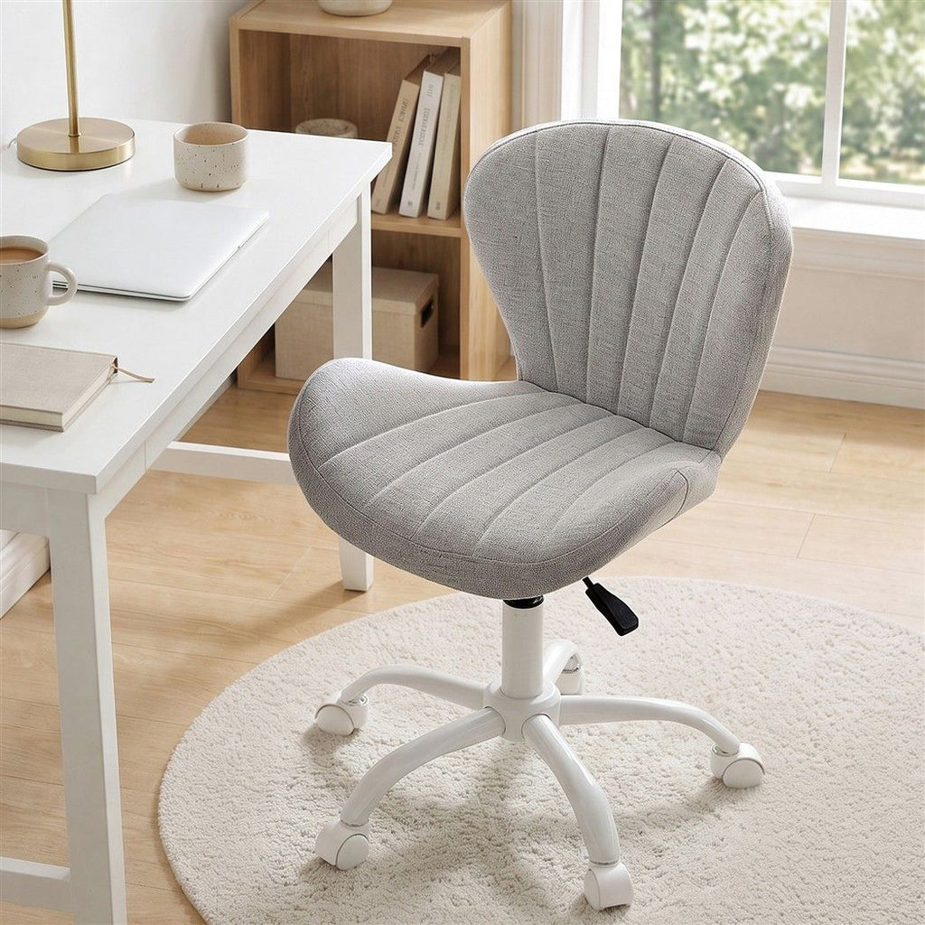 Armless Office Chair – Adjustable, Light Grey Fabric