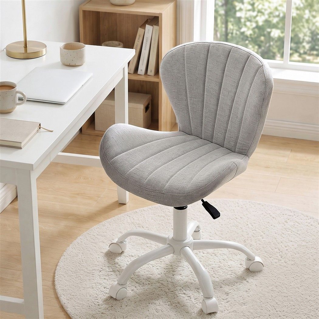 Armless Office Chair – Adjustable, Light Grey Fabric
