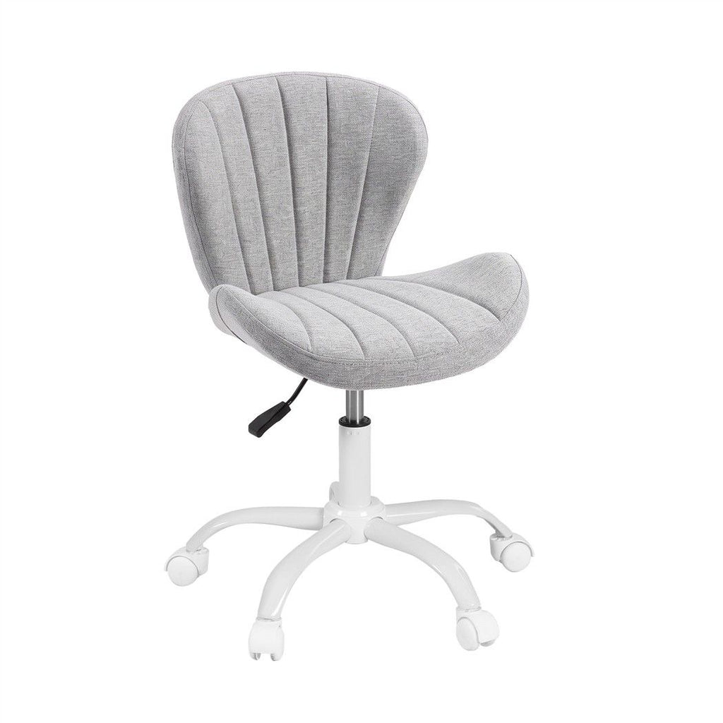 Armless Office Chair – Adjustable, Light Grey Fabric
