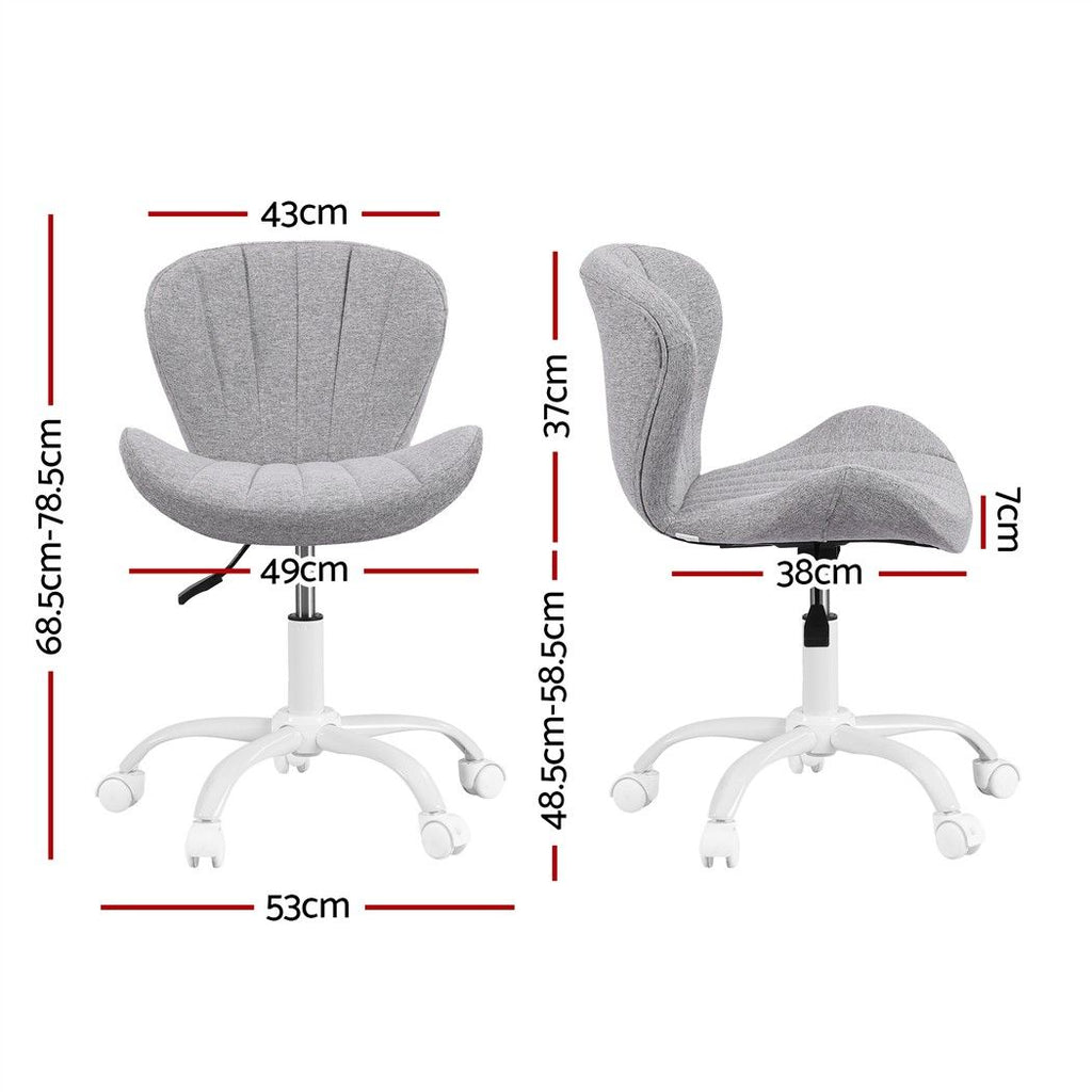 Armless Office Chair – Adjustable, Light Grey Fabric