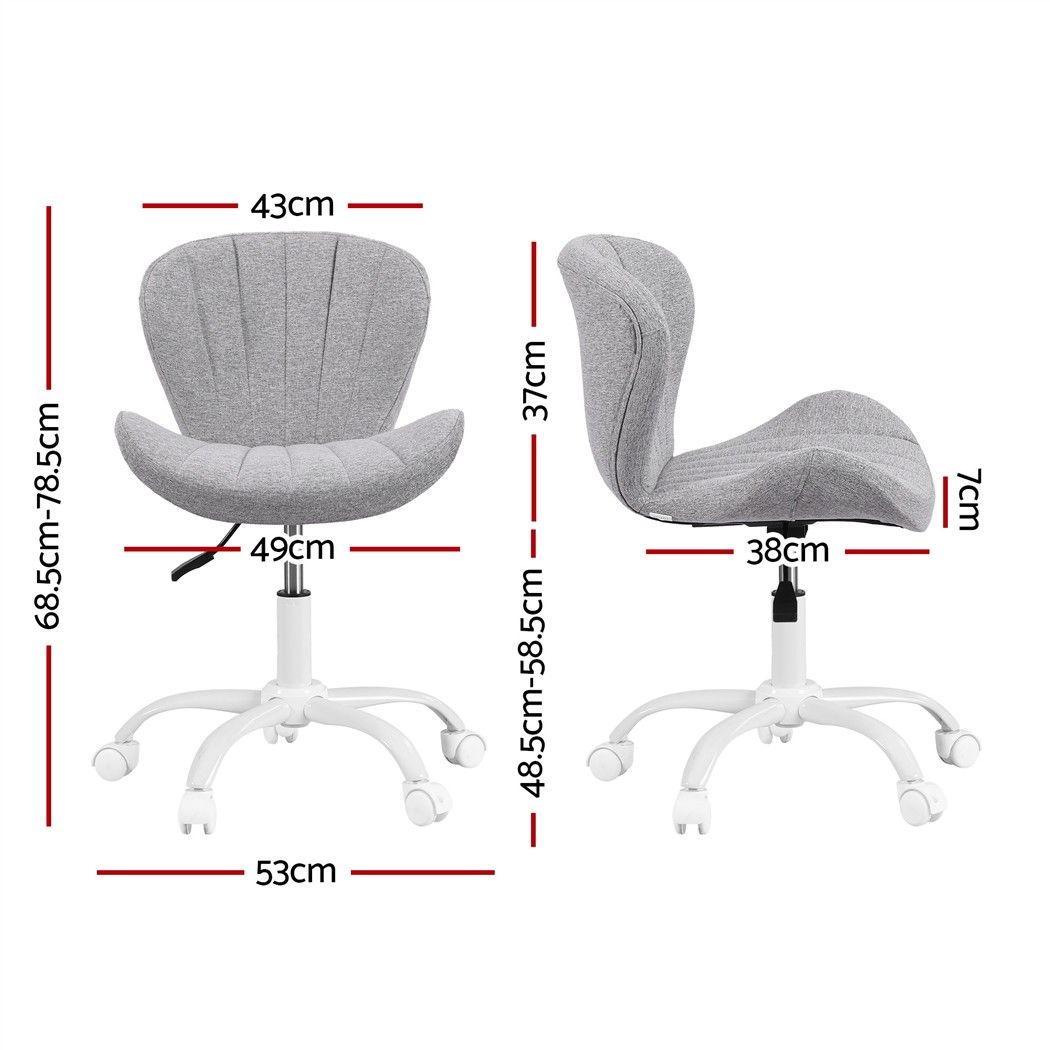 Armless Office Chair – Adjustable, Light Grey Fabric