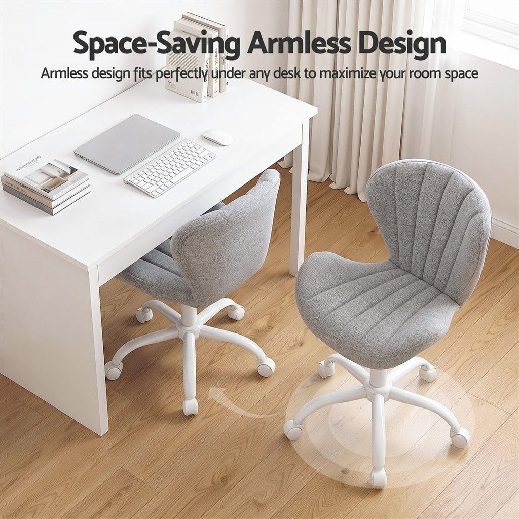Armless Office Chair – Adjustable, Light Grey Fabric