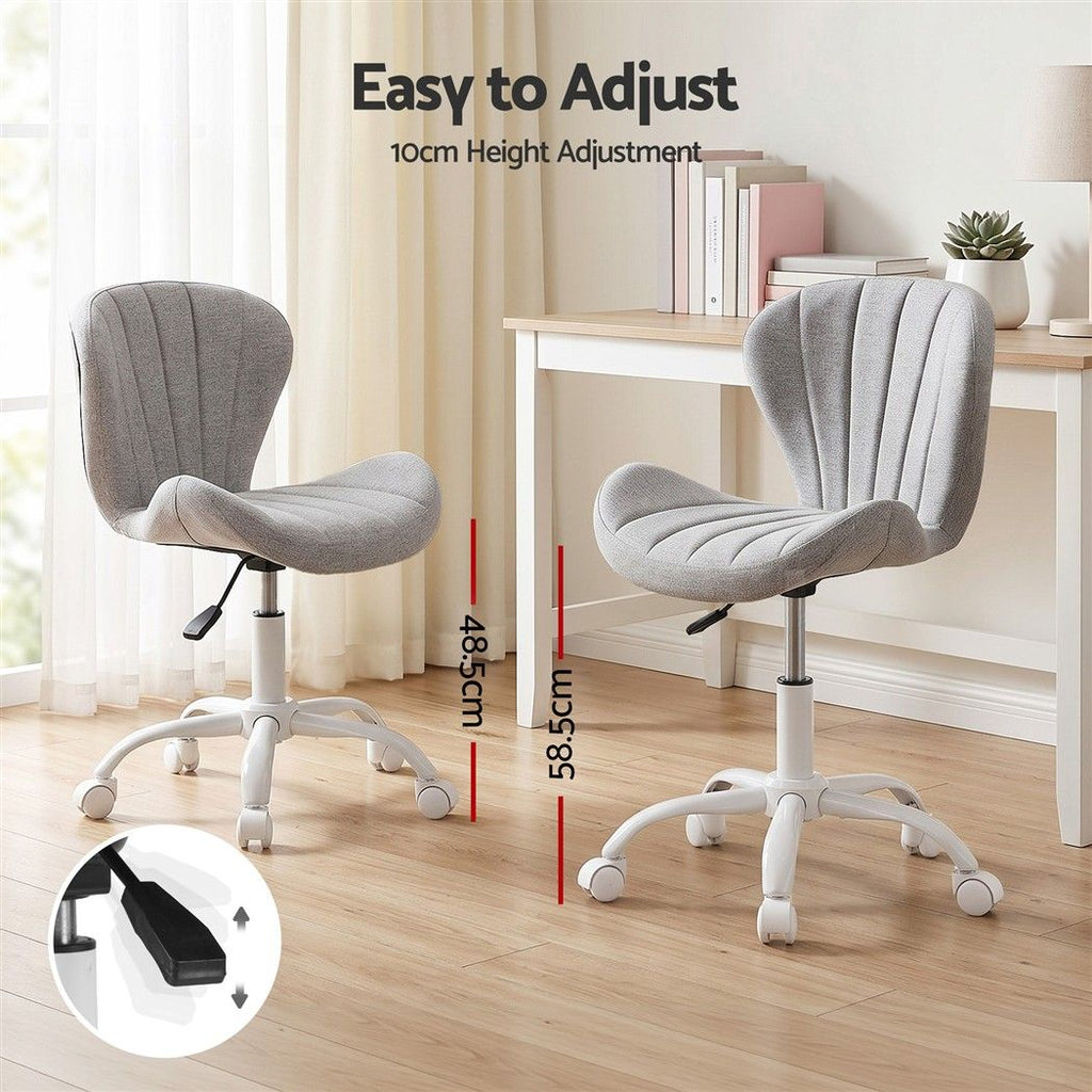 Armless Office Chair – Adjustable, Light Grey Fabric