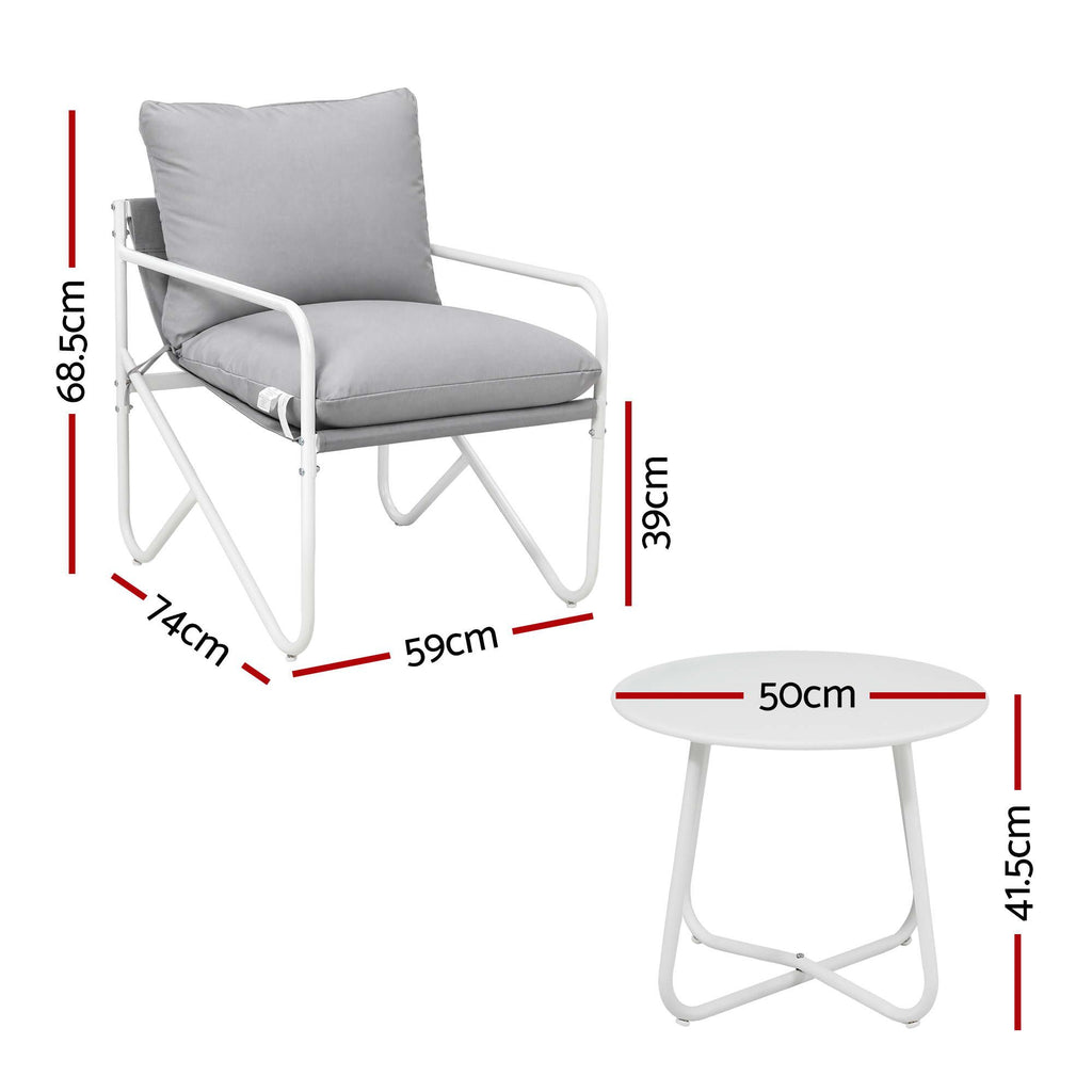 Outdoor Bistro Set – 3 Pieces, Grey