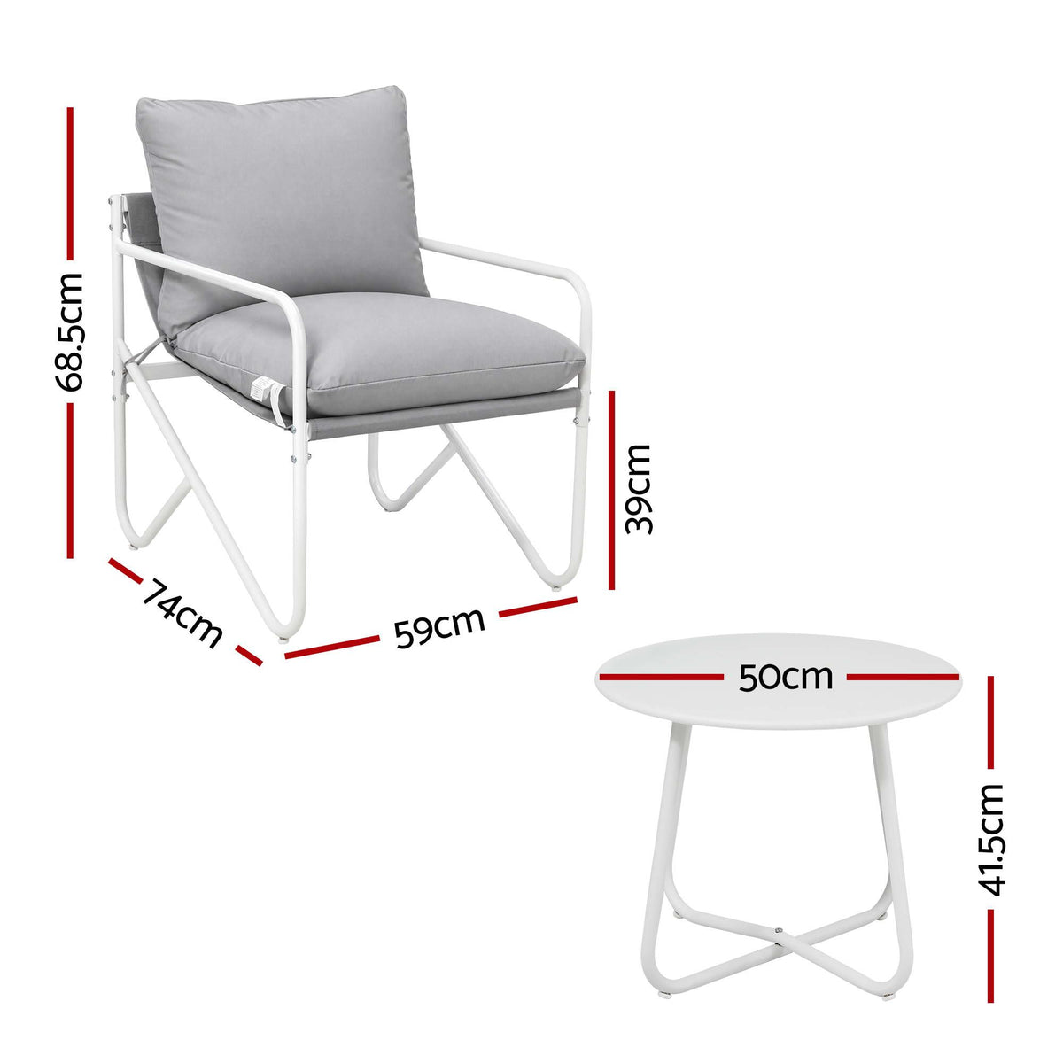 Outdoor Bistro Set – 3 Pieces, Grey