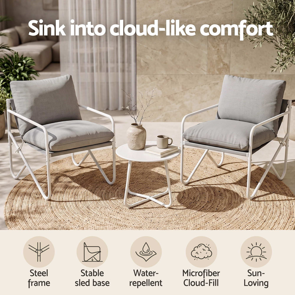 Outdoor Bistro Set – 3 Pieces, Grey