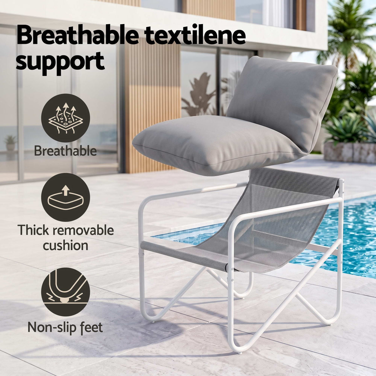 Outdoor Bistro Set – 3 Pieces, Grey