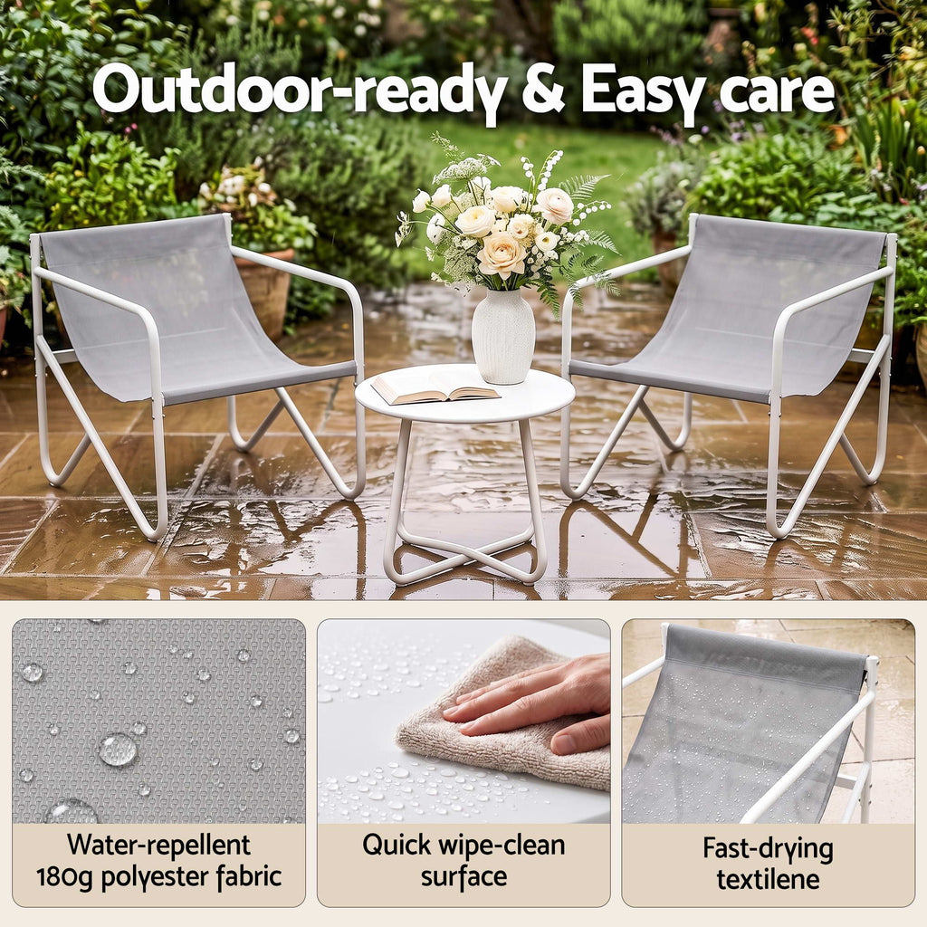 Outdoor Bistro Set – 3 Pieces, Grey