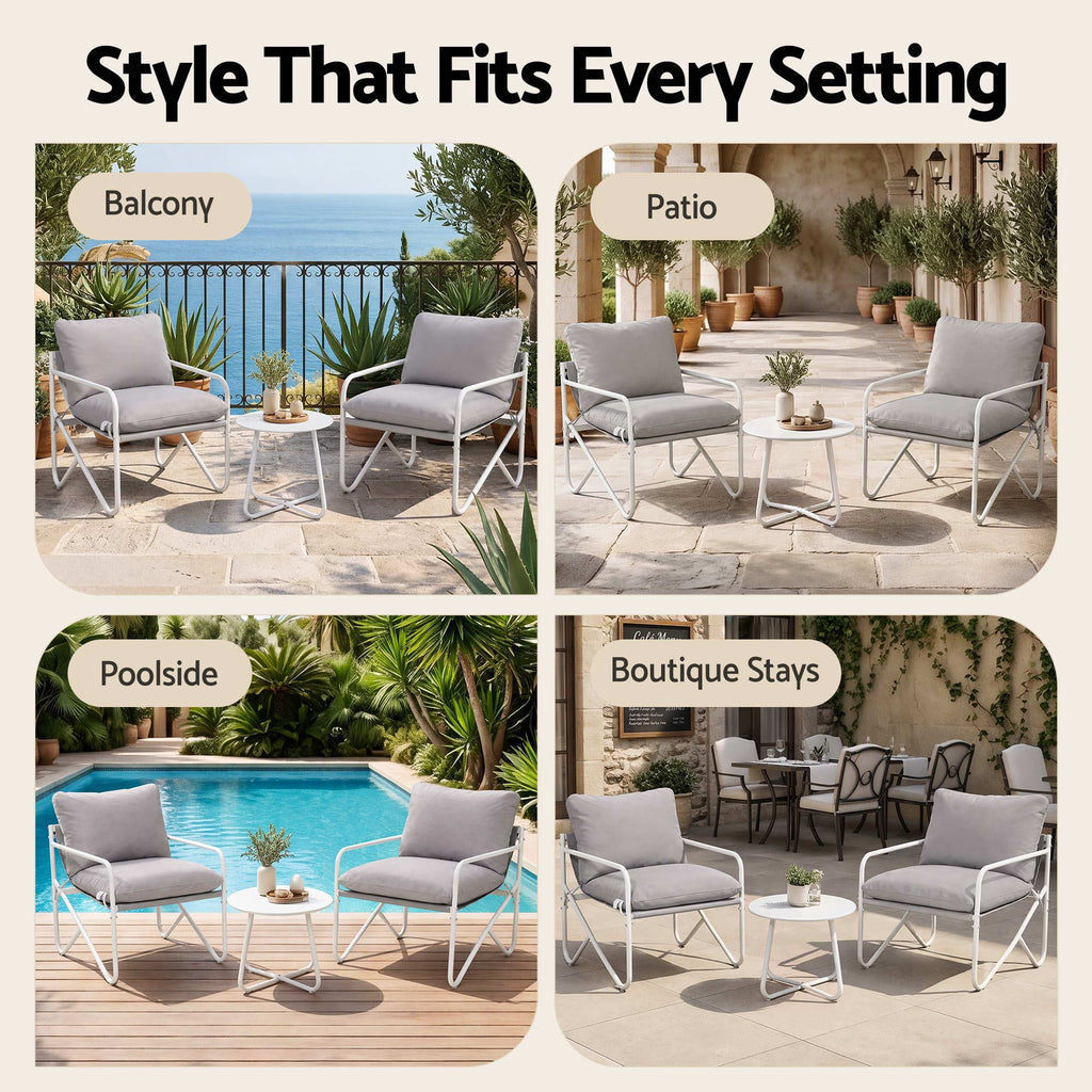 Outdoor Bistro Set – 3 Pieces, Grey