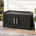 Outdoor Storage Bench with Shelf – Black