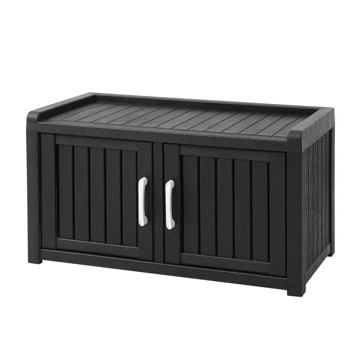 Outdoor Storage Bench with Shelf – Black