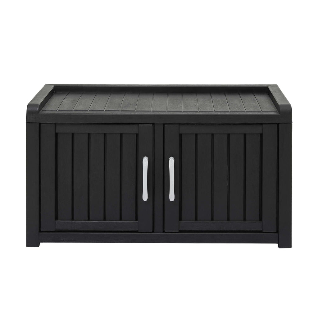 Outdoor Storage Bench with Shelf – Black
