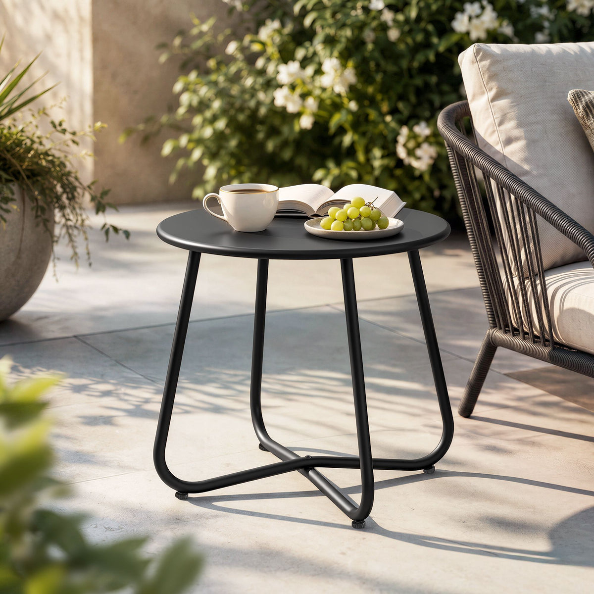 Outdoor Side Table – Round, Black