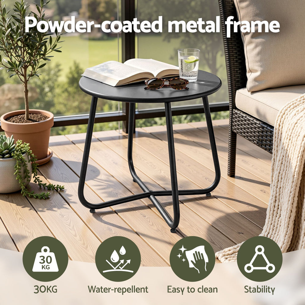 Outdoor Side Table – Round, Black