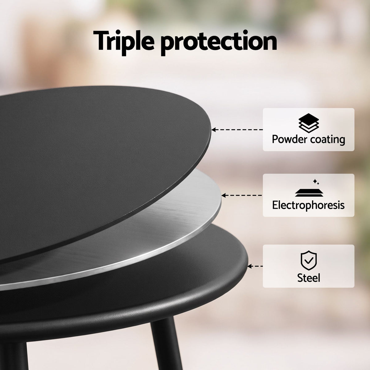 Outdoor Side Table – Round, Black