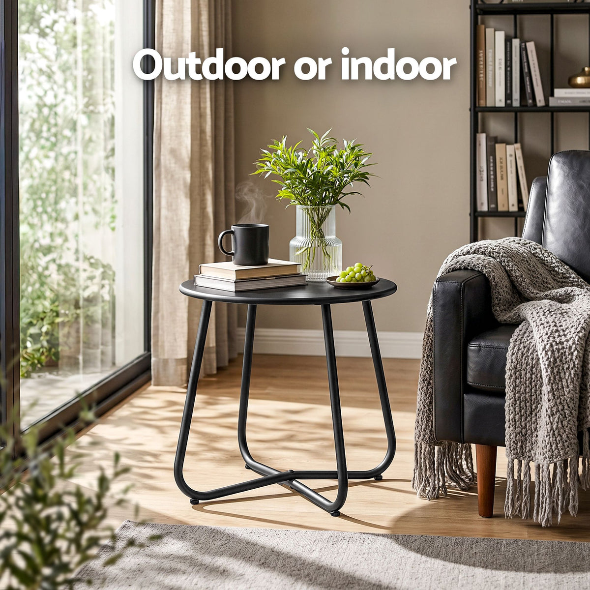 Outdoor Side Table – Round, Black