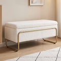 Storage Ottoman with Padded Seat – Cream Bouclé