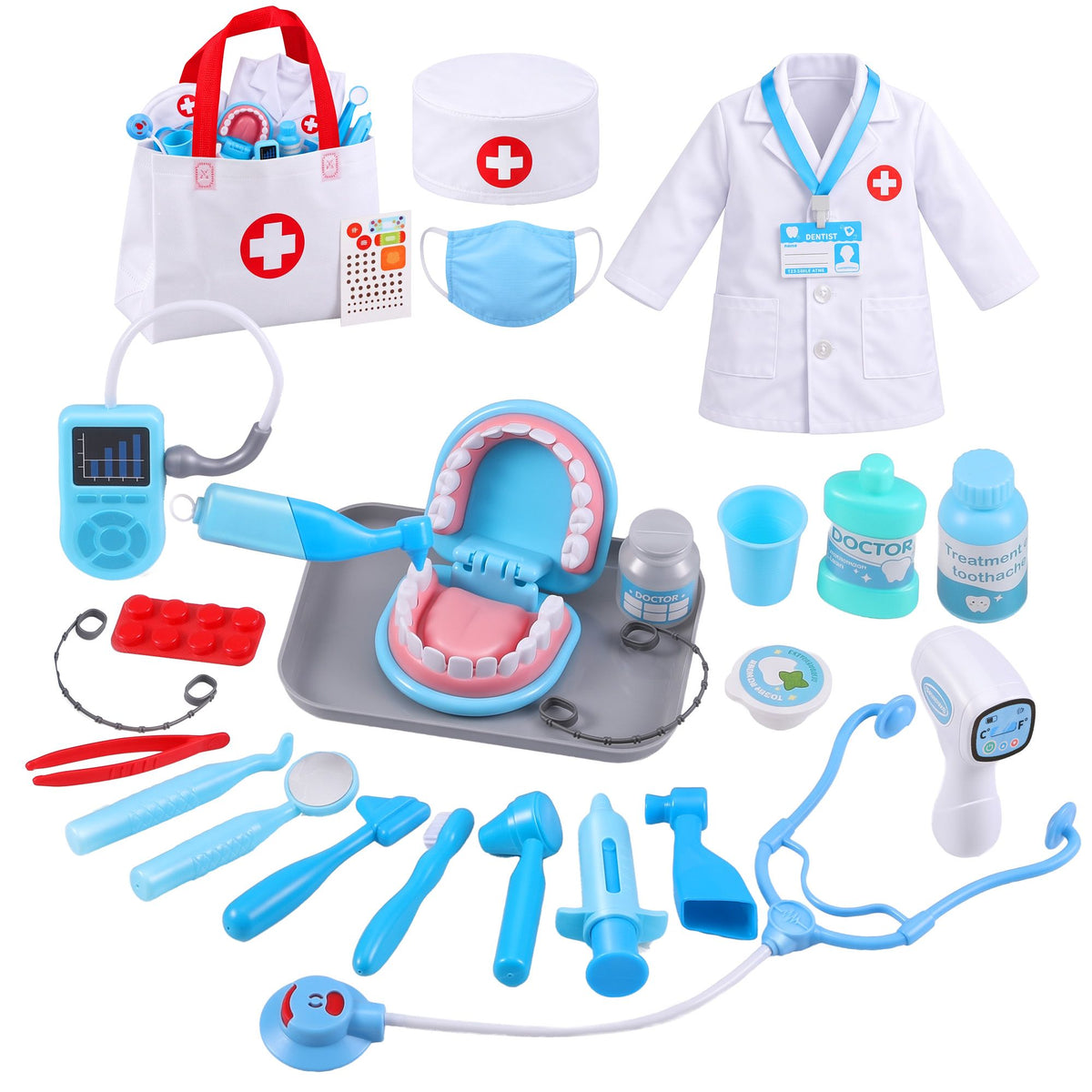 Kids Doctor & Dentist Play Set (30 Pieces)